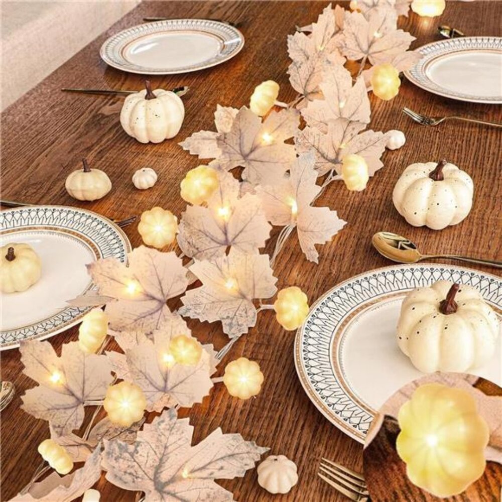 Pumpkin Lights & 60 LED, 2 Pack Fall Garland Fall Decor, Total 20Ft